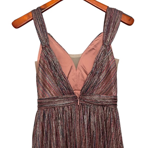 Catherine Deane NWT NIkola Pleated Empire Goddess Metallic Stripe Dress Size 0‎ - Picture 9 of 12